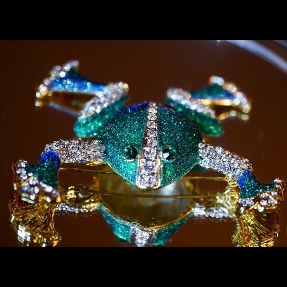 Sparkly Rhinestone Costume Frog Brooch - Picture 3 of 8